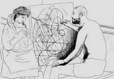 Pablo Picasso: "Peintre e modèle tricotant", Acquaforte 1927