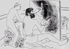 Pablo Picasso: "Peintre travaillant" Acquaforte, 1927