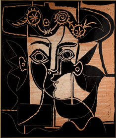 Pablo Picasso - Femme au chqpeau fleuri, 1964 - terracotta dipinta