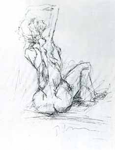 Lucio Fontana, Nudo di schiena, 1956, penna su carta cm 71 x 150